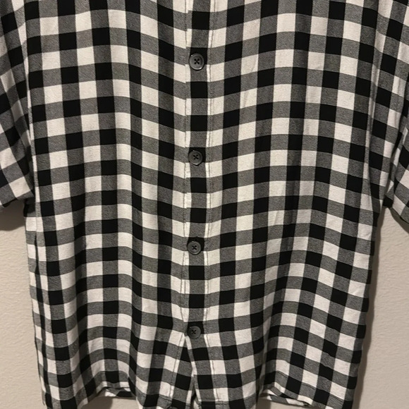Madewell checkered front tie short sleeve blouse button up back size small EUC - Picture 8 of 8